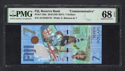 Fiji 7 Dollars 2016 (ND 2017) P120a "Commemorative" Uncirculated Grade 68 - Image 1 of 2