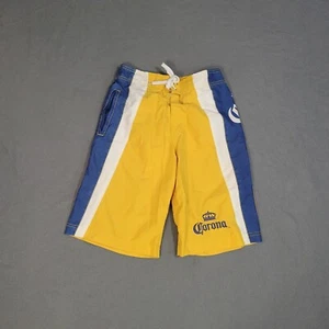 Corona Swim Trunks Board Shorts Men's Size Small Logo Blue Yellow Lined - Picture 1 of 11