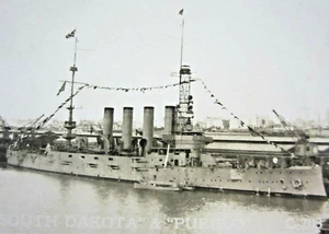 Acorazado de la Marina de la Primera Guerra Mundial USS South Dakota Pueblo crucero blindado foto real postal - Imagen 1 de 4