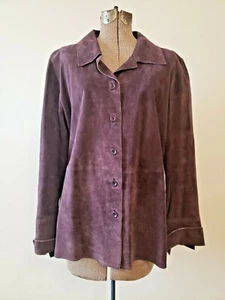 Brandon Thomas Women's Washable Suede Leather Lightweight Jacket Purple L EUC - Picture 1 of 8