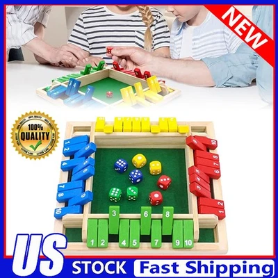 Shut the Box Game Wooden Board Number Drinking Dice Toy Family Traditional ET - Image 1 of 4