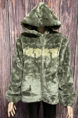 Chaqueta con capucha de colección Woolrich para mujer gris felpa "Tumbleweed Leaves" talla M Foto 1 de 4