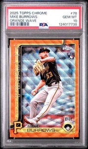 Mike Burrows 2025 Topps Cromo Naranja Onda #78 18/25 PSA 10 RC - Imagen 1 de 2