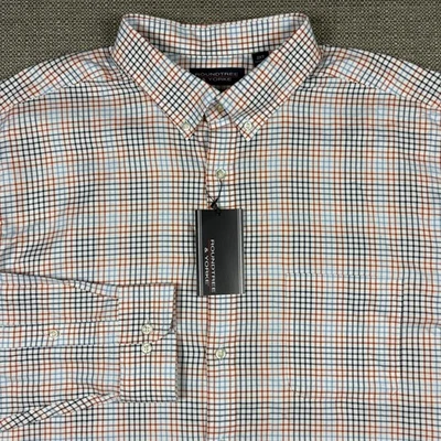 Camisa para hombre Roundtree & Yorke 2XT manga larga blanca azul roja negra a cuadros nueva Foto 1 de 4
