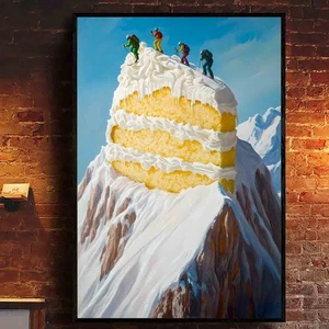 Torta surreale sci di montagna poster stravagante inverno arte da parete sci sciatore - Foto 1 di 5