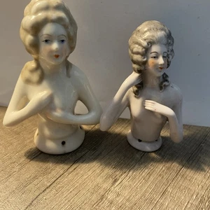 Set of 2 - Antique Made in Germany Half Doll naked 4in Pin Cushion - Picture 1 of 6