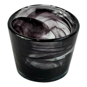 Bicchiere UVH KOSTA BODA nero trasparente vortice tazza votiva portacandele piatto portacandele 3" - Foto 1 di 8