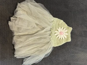 Abito tutù all'uncinetto floreale verde salvia Elly and Emmy taglia 0-6M bambina - Foto 1 di 3