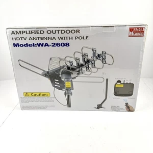 PBD WA-2608 Amplificado Exterior HDTV Antena Poste 360° Control Remoto Motorizado 4K 1080p - Imagen 1 de 8