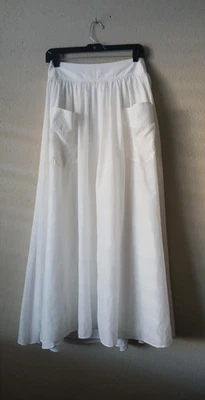 Club Monaco Skirt Womens 2 White Cotton Silk Midi A Line Pockets Lined Flowy - Image 1 of 4