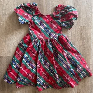 Janie & Jack The Holiday Premiere 2024 Red Tartan Plaid Taffeta Dress Size 7 NEW - Picture 1 of 8