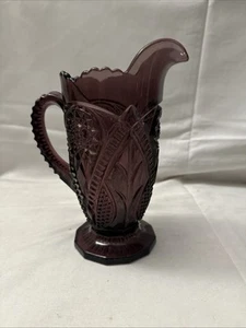 VTG VIKING Purple Amethyst Glass Pitcher/Vase Pressed Pinwheel Pattern - Picture 1 of 15