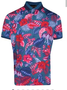 Greyson Golf Shirt Polo Floral Wolf Jungle Print M Sea Turtle NEUWERTIG UVP 118 $ - Bild 1 von 11