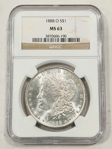 1888-O Morgan Silver Dollar ~ NGC MS63 bianco brillante US Mint Coin SPEDIZIONE GRATUITA - Foto 1 di 2