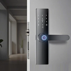 Wifi Door Handle Smart Lock Biometric Fingerprint Recognition for TU-YA App Set - Picture 1 of 12