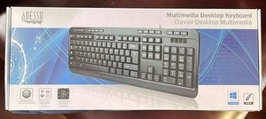 Adesso Multimedia Desktop Keyboard PS2 Connection Quiet Membrane Keys Windows - Picture 1 of 2