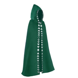 Medieval Reaper Wizard Embroidery Hooded Cloak Halloween Party Cosplay Costumes - Picture 1 of 16