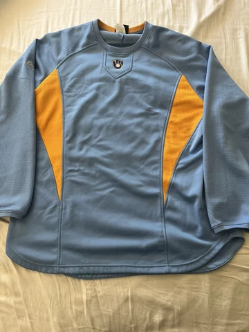 Milwaukee Brewers Cooperstown Pullover Sweatshirt XL Powder Blue Retro Rare Cover