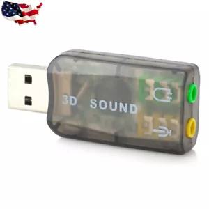 USB 2.0 to Mic/Speaker 5.1 3D Audio Sound Card Adapter for PC Laptop US - Picture 1 of 1