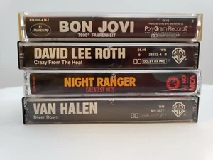 Lot of 4 Classic Rock Cassettes David Lee Roth Night Ranger Bon Jovi Van Halen - Picture 1 of 4