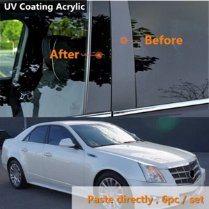 Decal Cover Fit For Cadillac CTS 08-13 Sedan Black Pillar Posts 6pc Door Trim - Foto 1 di 6