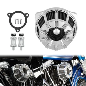 Chrome Air Cleaner Intake Filter Fits For Harley Softail Touring Dyna 2008-2017 - Picture 1 of 12