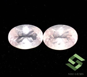 14x10 mm Natural Rose Quartz Oval Cut Pair 12.17 CTS Faceted Loose Gemstones - Picture 1 of 8