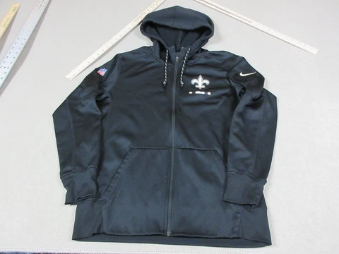 New Orleans Saints Hoodie Mens Medium Black Nike Drifit Full Zip Sweatshirt NFL Cover