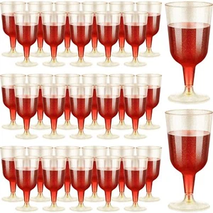 100 Pcs Plastic Wine Glasses With Stem 6oz Plastic Party Wine Cups Stackable Dis - Picture 1 of 7