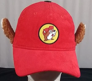 Buc-ee's Adult Corduroy Ear Hat Baseball Snapback Cap Red Bucees - Picture 1 of 7