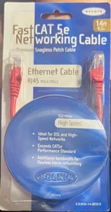 Belkin Fast CAT5e Networking Ethernet Cable RJ45 Male/Male 14 FT 350 MHz+ Red - Picture 1 of 4