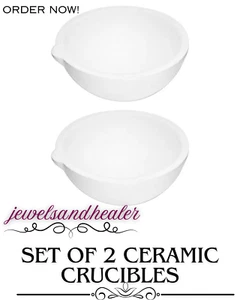 2 Stück Keramik Tiegel Set 2" & 3" Quarzglas zum Schmelzen Gold Silber Metallguss - Bild 1 von 7