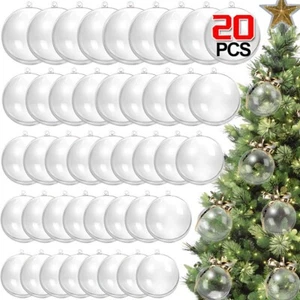 20Pcs 6CM Christmas Plastic Hollow Balls Transparent Fillable Bauble Xmas Tree - Picture 1 of 7