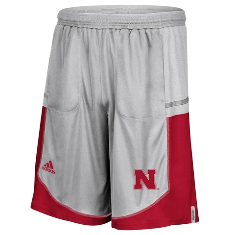 Nebraska Cornhuskers NCAA Adidas Men's Stone Grey Climalite Team Shorts Cover