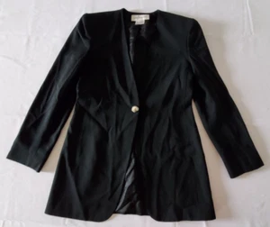 Jones New York Long Blazer Women's 6 Black One-Button Closure Long Sleeve Lined - Picture 1 of 5