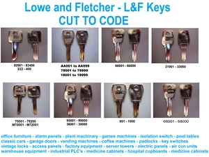 L&F Keys cut to code,lockers, cabinets, desks, tambours, pedestal - Picture 1 of 1