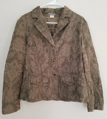 Jaqueta Blazer TOMMY BAHAMA Grande Verde Musgo Floral Seda Mistura de Algodão Tamanho G - Imagem 1 de 4