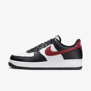 Authentic Nike Air Force 1 Low ® ( Men All UK Sizes: 6 - 12 ) Black / Team Red - Picture 1 of 12