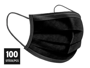 100 Medizinische OP Maske Typ IIR 2R Mundschutz 3-lagig Einweg Schwarz 2 - Bild 1 von 7