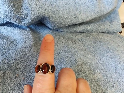 Anillo de plata de ley de 3 piedras ojo de tigre Foto 1 de 4