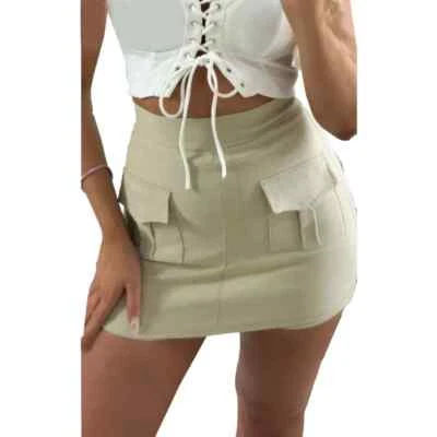 Women's High Waisted Cargo Pocket Belted Skirt Ladies Skort Summer shorts - Image 1 of 2