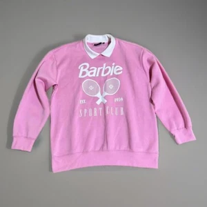 Barbie Sport Club rosa Crew Pullover weißer Kragen neu Größe L sportlich reich - Bild 1 von 8