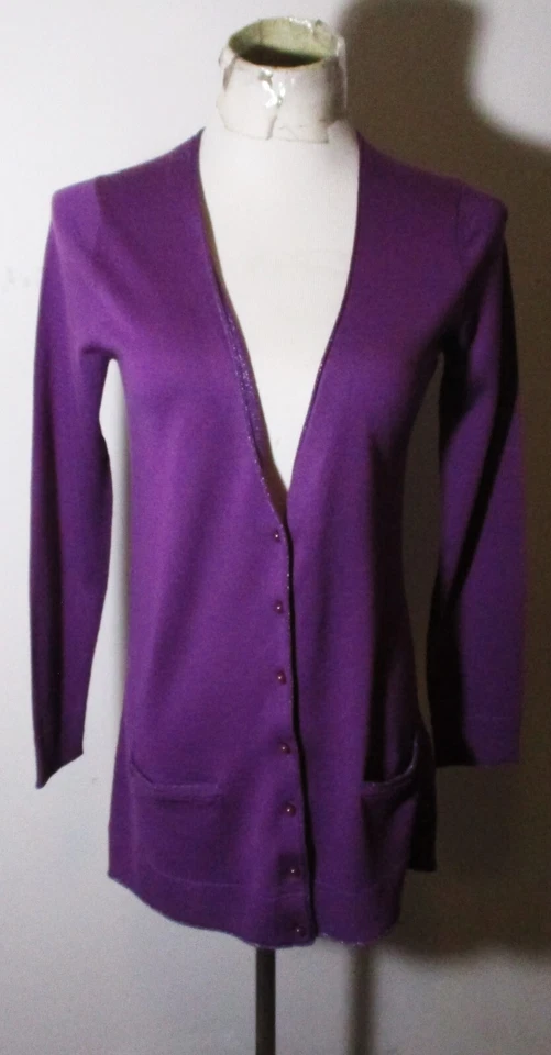 Cárdigan suéter BODEN púrpura 100 % lana manga larga talla 4 EE. UU. Foto 1 de 4