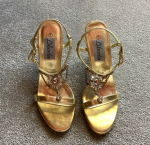 Gold Jewelled Sandals in Women's Heels for sale | eBay