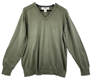 LEVI'S V-Neck Pullover Sweater Men's Sz Extra Large Dk Green Inside Out Academia - Picture 1 of 16