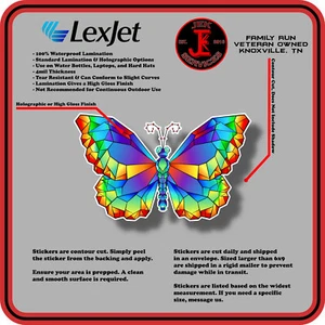 Colorful Geometric Butterfly Waterproof Sticker Decal for Water Bottles & Laptop - Picture 1 of 2