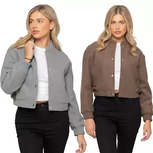 Ladies Bomber Jacket Enzo Womens Casual Long Sleeve Ribbed Crop Outwear - Foto 1 di 16