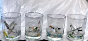 Vintage Ned Smith Waterfowl DUCK Old Fashioned Glasses Set of 4 - No Gold on Rim - Picture 1 of 3