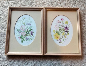 Sue Howells Original Floral Watercolors x 2 - 1985 Signed -Framed Under Glass - Picture 1 of 8