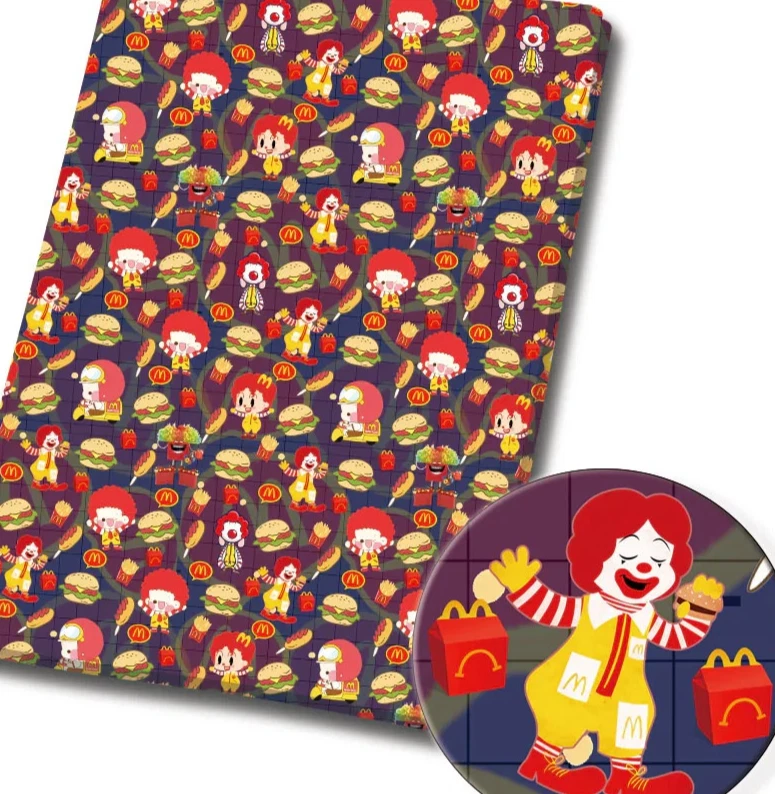 Tecido de algodão McDonalds personagem fast food meia jarda (18” x 55”) 10243 - Imagem 1 de 1